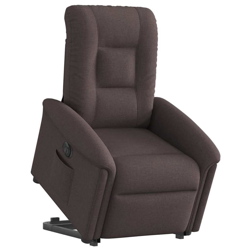Fauteuil inclinable électrique marron foncé tissu - XIOS