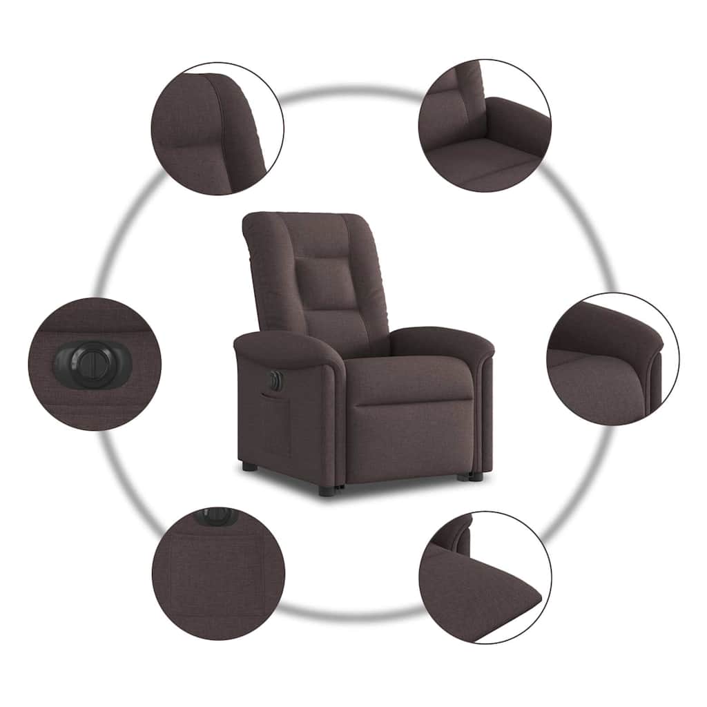 Fauteuil inclinable électrique marron foncé tissu - XIOS