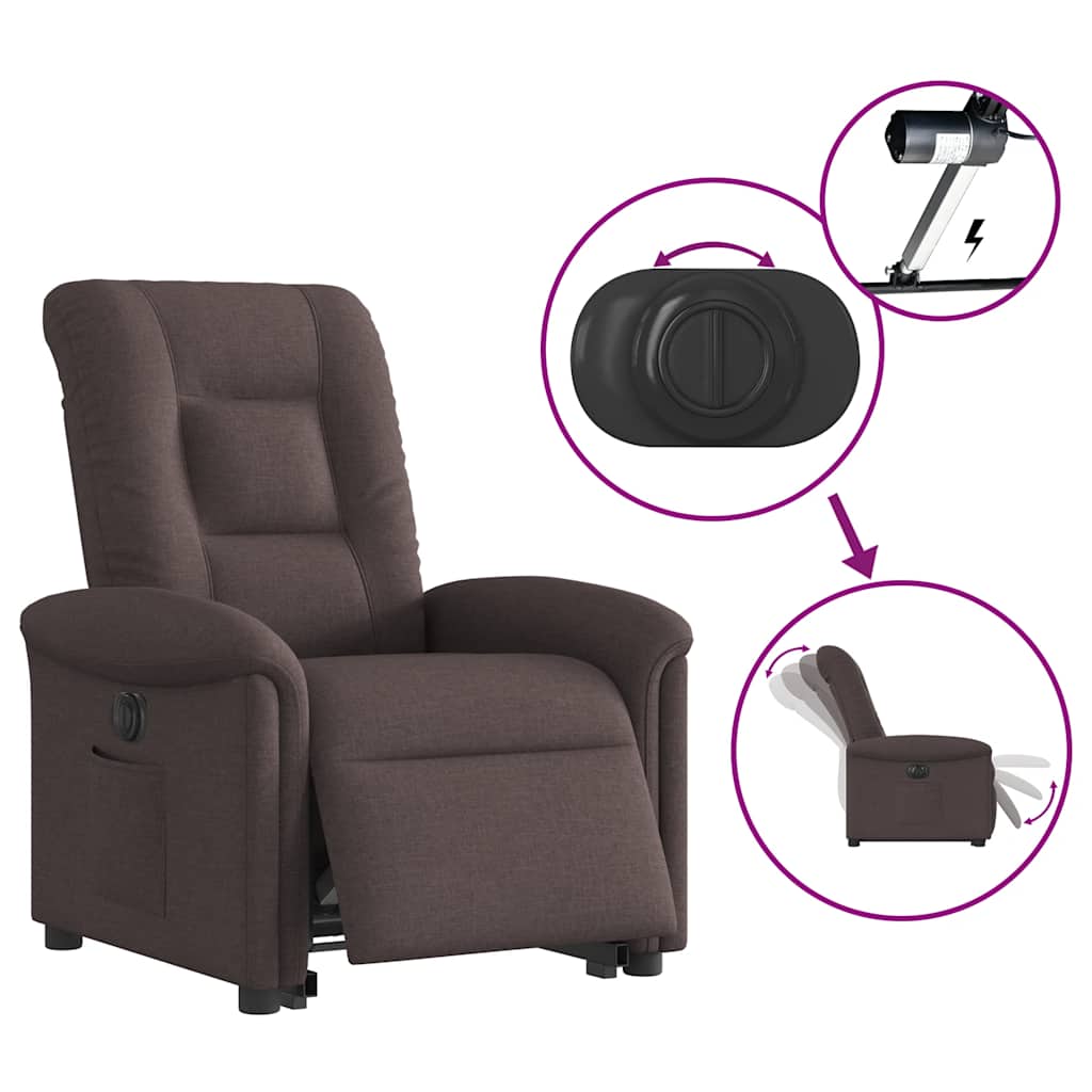 Fauteuil inclinable électrique marron foncé tissu - XIOS