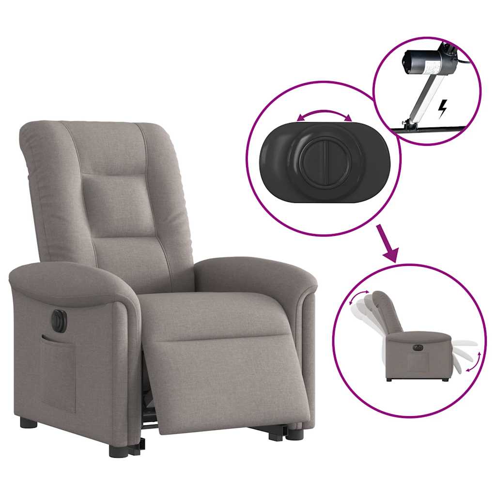 Fauteuil inclinable électrique taupe tissu - XIOS