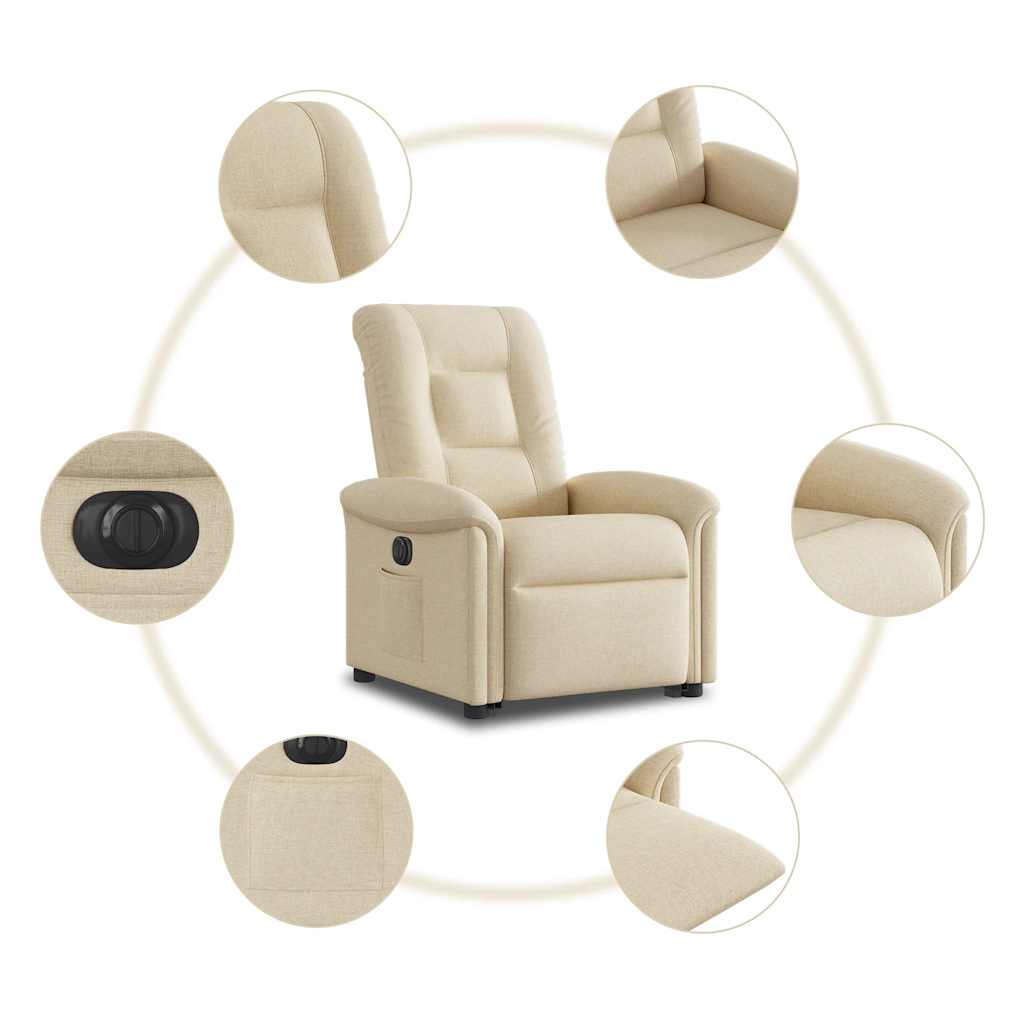 Fauteuil inclinable électrique crème tissu