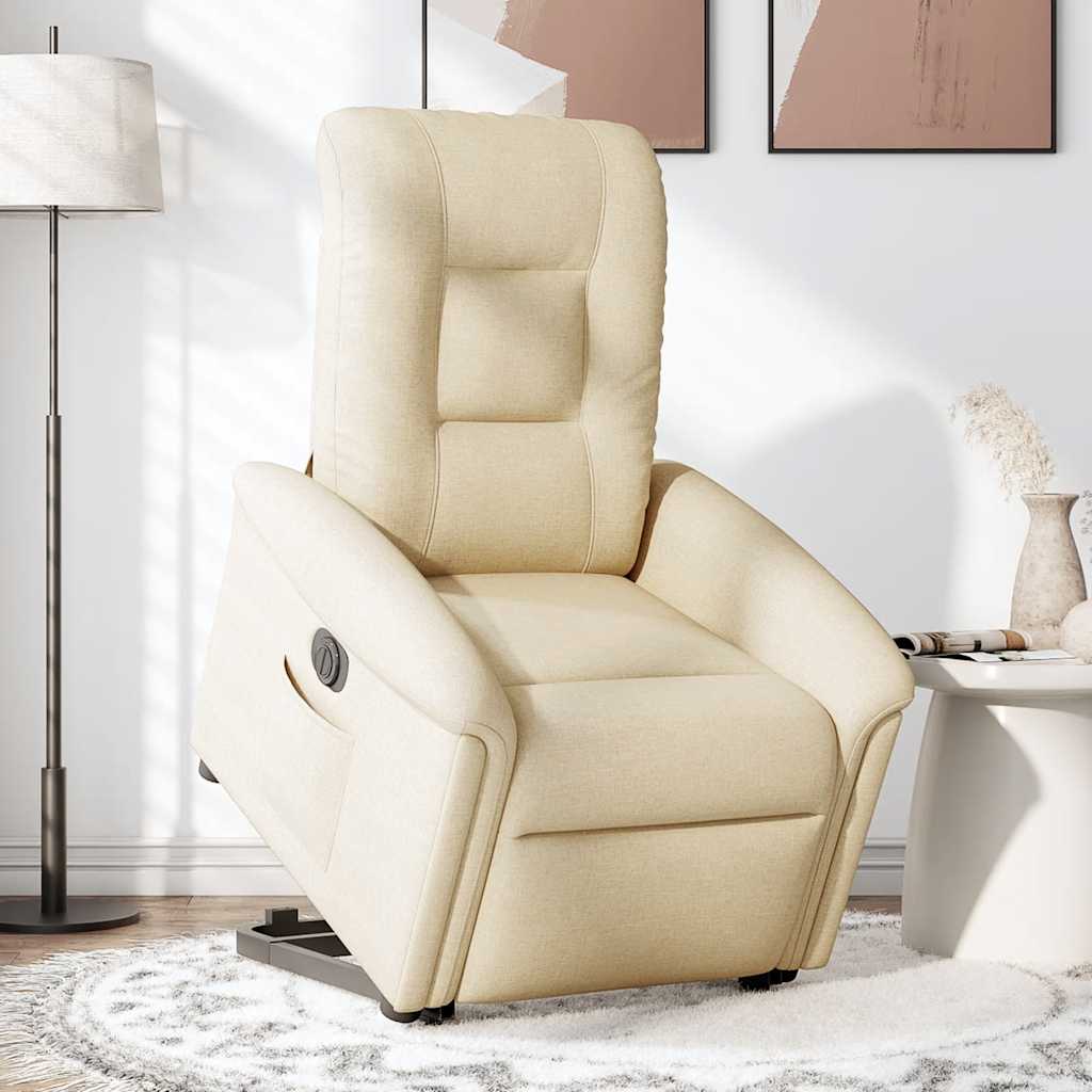 Fauteuil inclinable électrique crème tissu