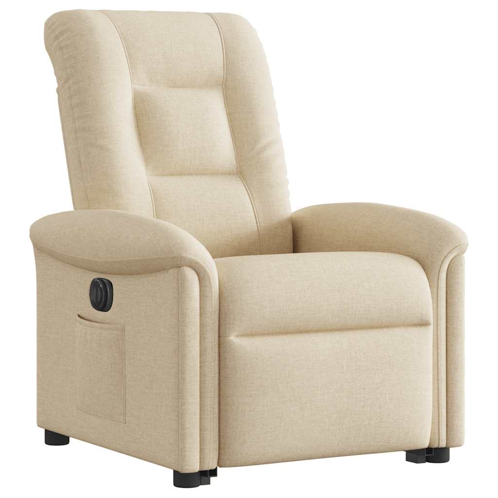 Fauteuil inclinable électrique crème tissu