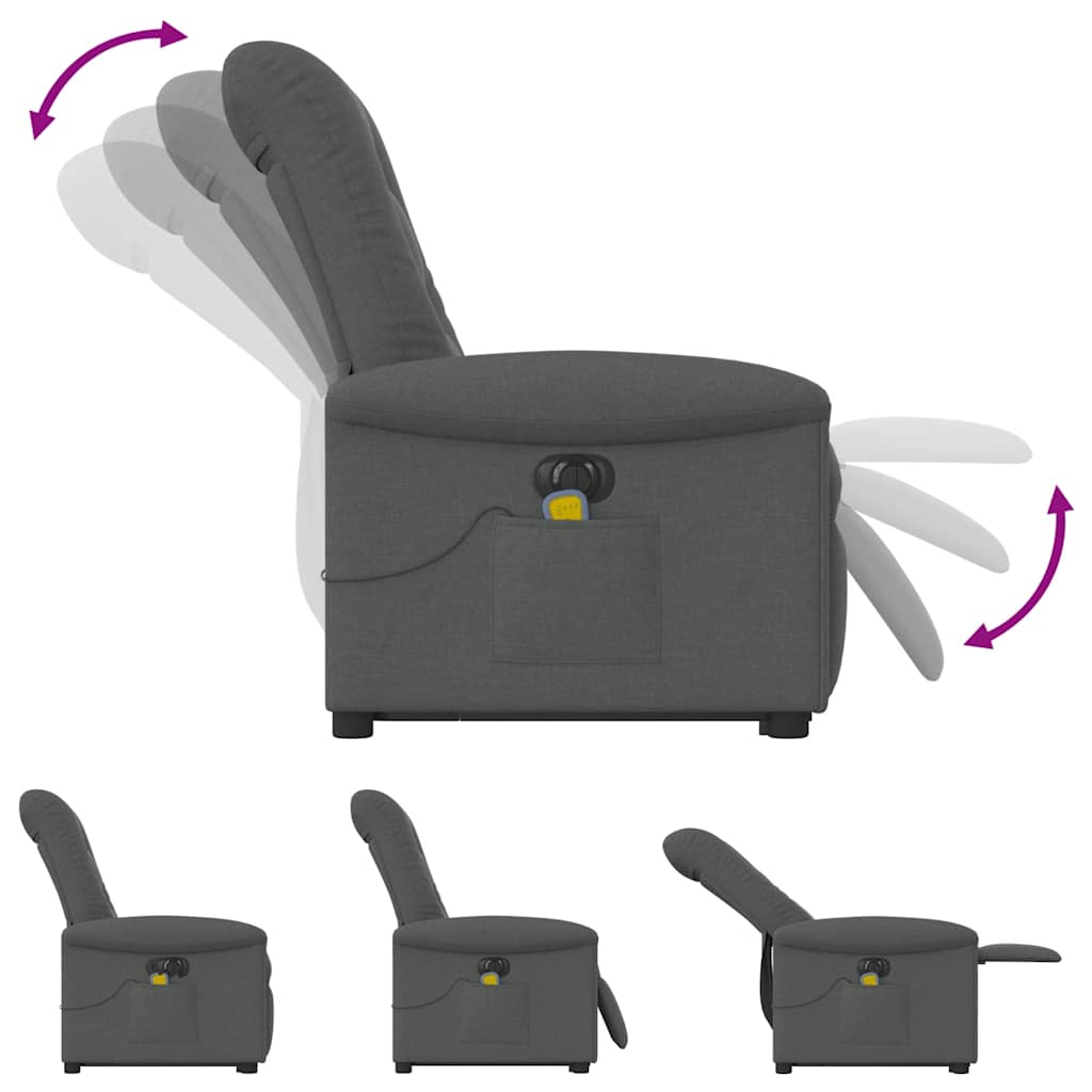 Fauteuil inclinable de massage électrique Gris foncé Tissu - XIOS