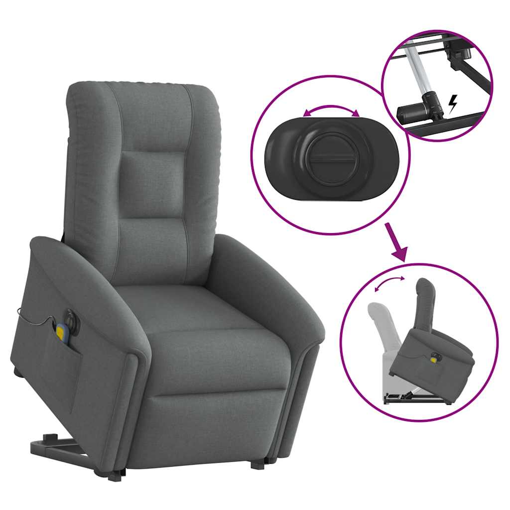 Fauteuil inclinable de massage électrique Gris foncé Tissu - XIOS