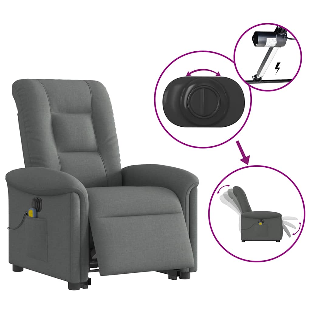 Fauteuil inclinable de massage électrique Gris foncé Tissu - XIOS