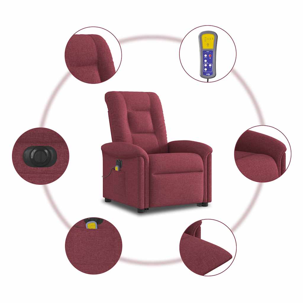 Fauteuil inclinable de massage électrique Rouge bordeaux Tissu - XIOS