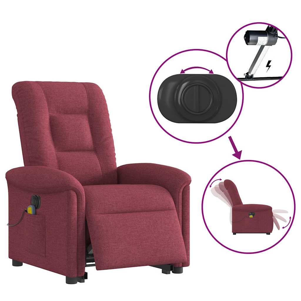 Fauteuil inclinable de massage électrique Rouge bordeaux Tissu - XIOS
