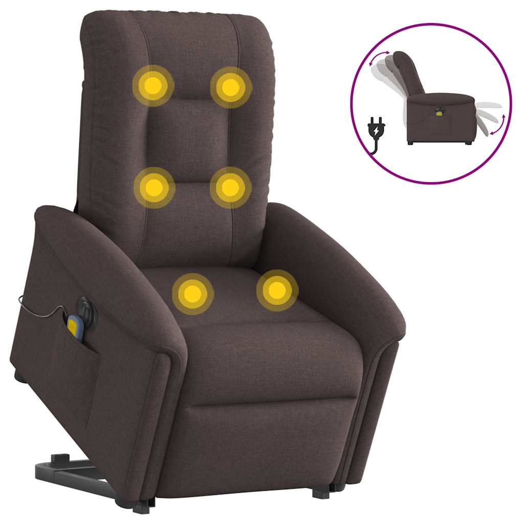 Fauteuil inclinable de massage électrique Marron foncé Tissu - XIOS