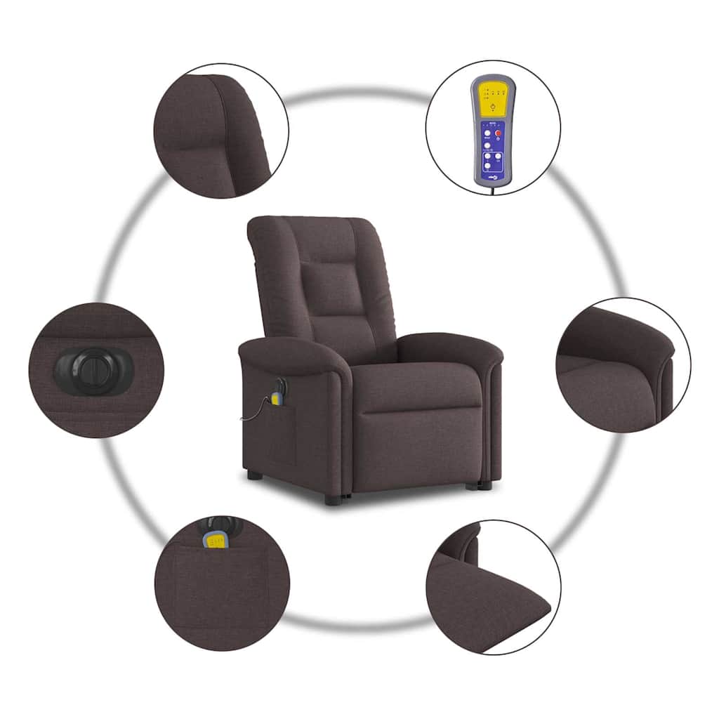 Fauteuil inclinable de massage électrique Marron foncé Tissu - XIOS