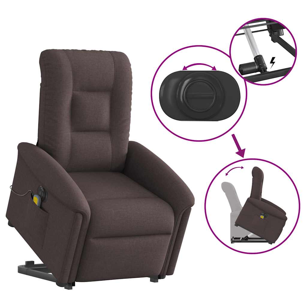 Fauteuil inclinable de massage électrique Marron foncé Tissu - XIOS