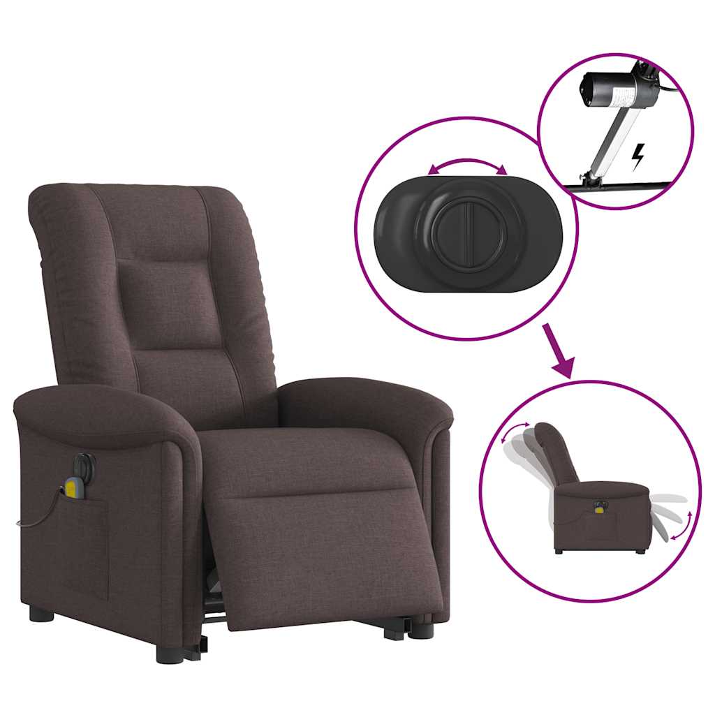 Fauteuil inclinable de massage électrique Marron foncé Tissu - XIOS