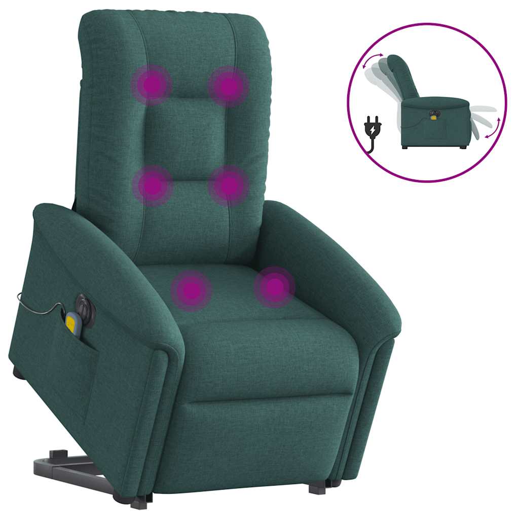Fauteuil inclinable de massage électrique Vert foncé Tissu