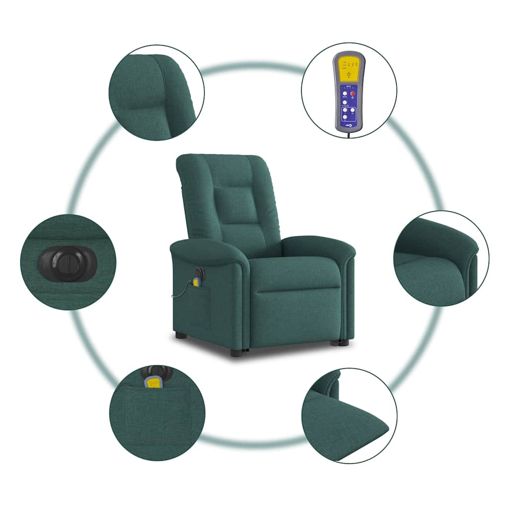 Fauteuil inclinable de massage électrique Vert foncé Tissu - XIOS