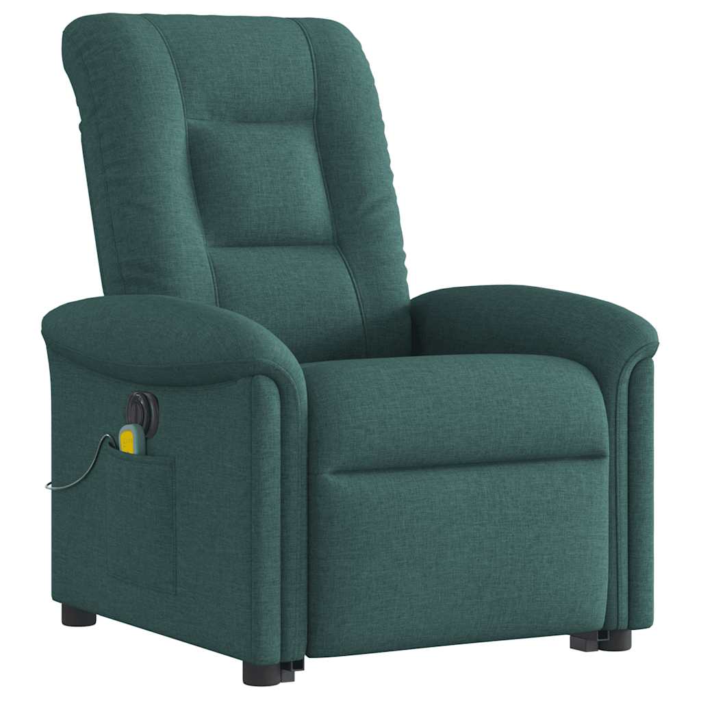 Fauteuil inclinable de massage électrique Vert foncé Tissu
