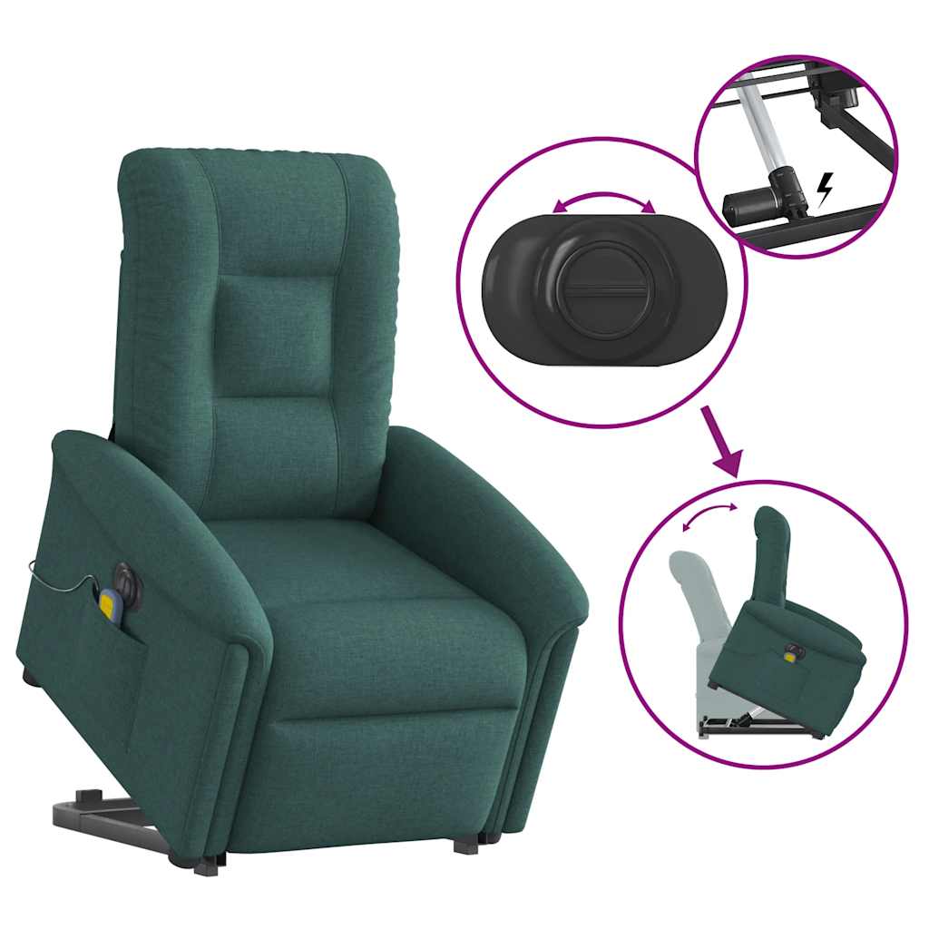 Fauteuil inclinable de massage électrique Vert foncé Tissu - XIOS
