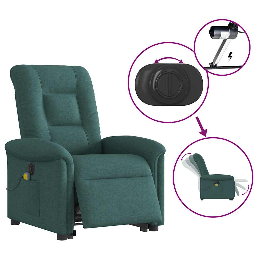 Fauteuil inclinable de massage électrique Vert foncé Tissu - XIOS