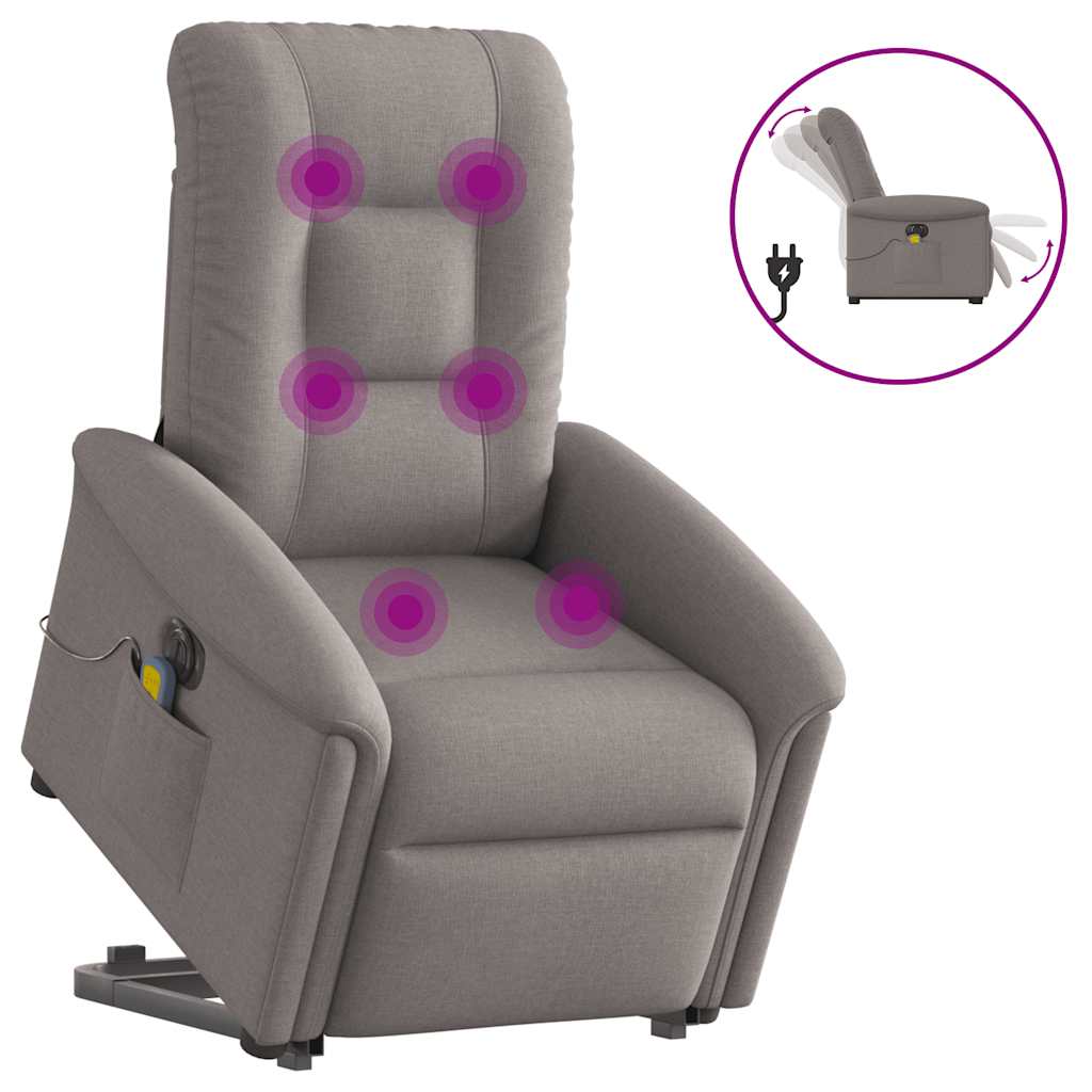 Fauteuil inclinable de massage électrique Taupe Tissu - XIOS