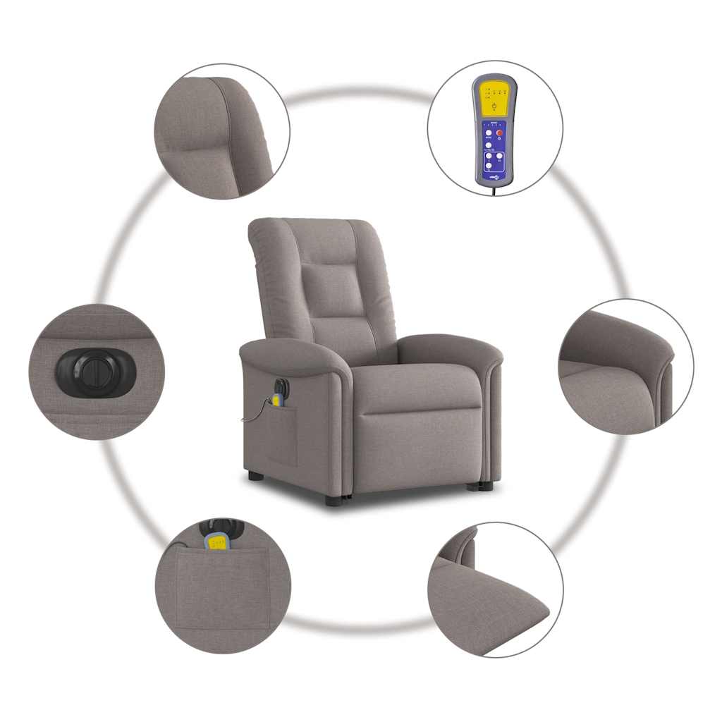 Fauteuil inclinable de massage électrique Taupe Tissu - XIOS