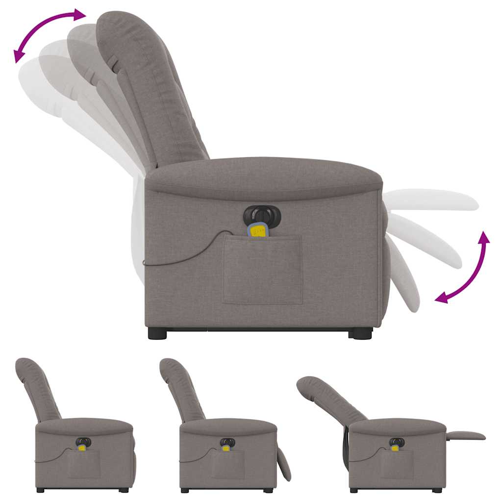 Fauteuil inclinable de massage électrique Taupe Tissu - XIOS