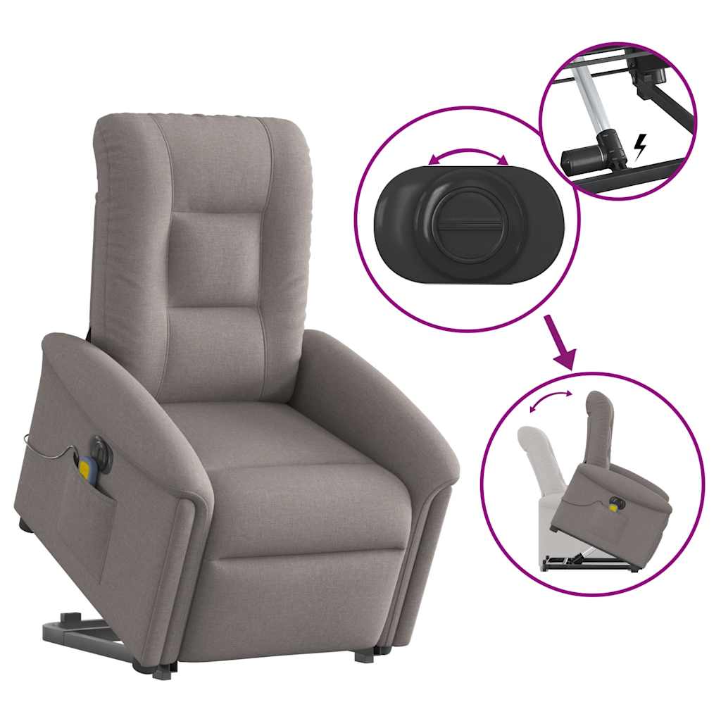 Fauteuil inclinable de massage électrique Taupe Tissu - XIOS