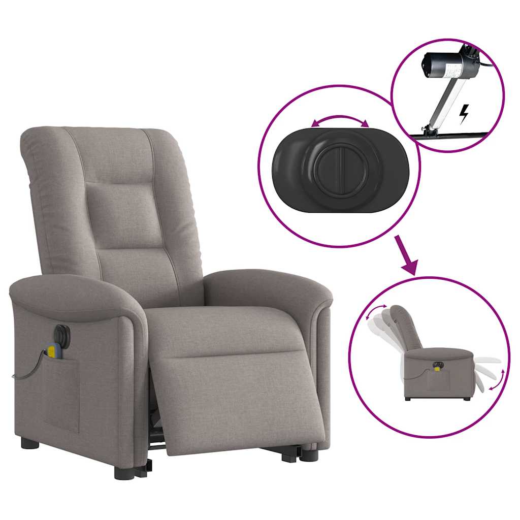 Fauteuil inclinable de massage électrique Taupe Tissu - XIOS