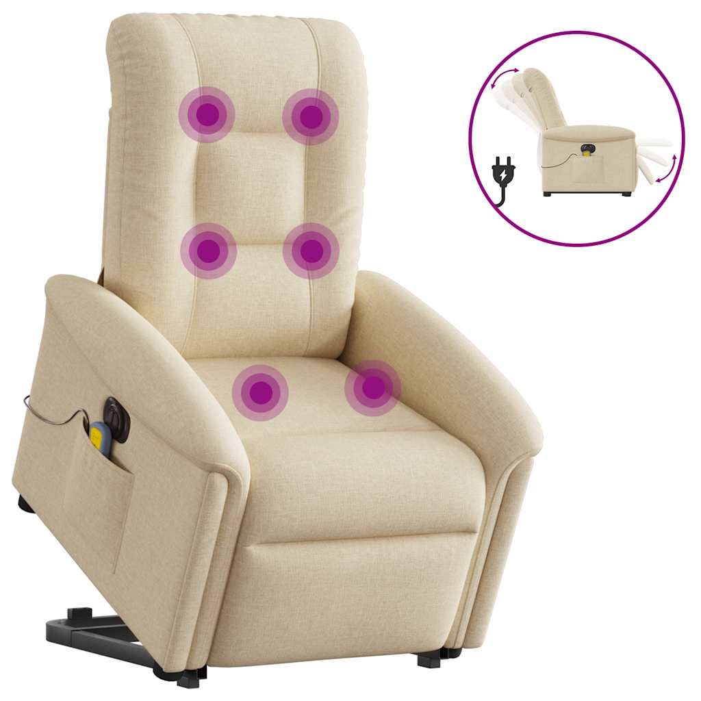 Fauteuil inclinable de massage électrique Crème Tissu