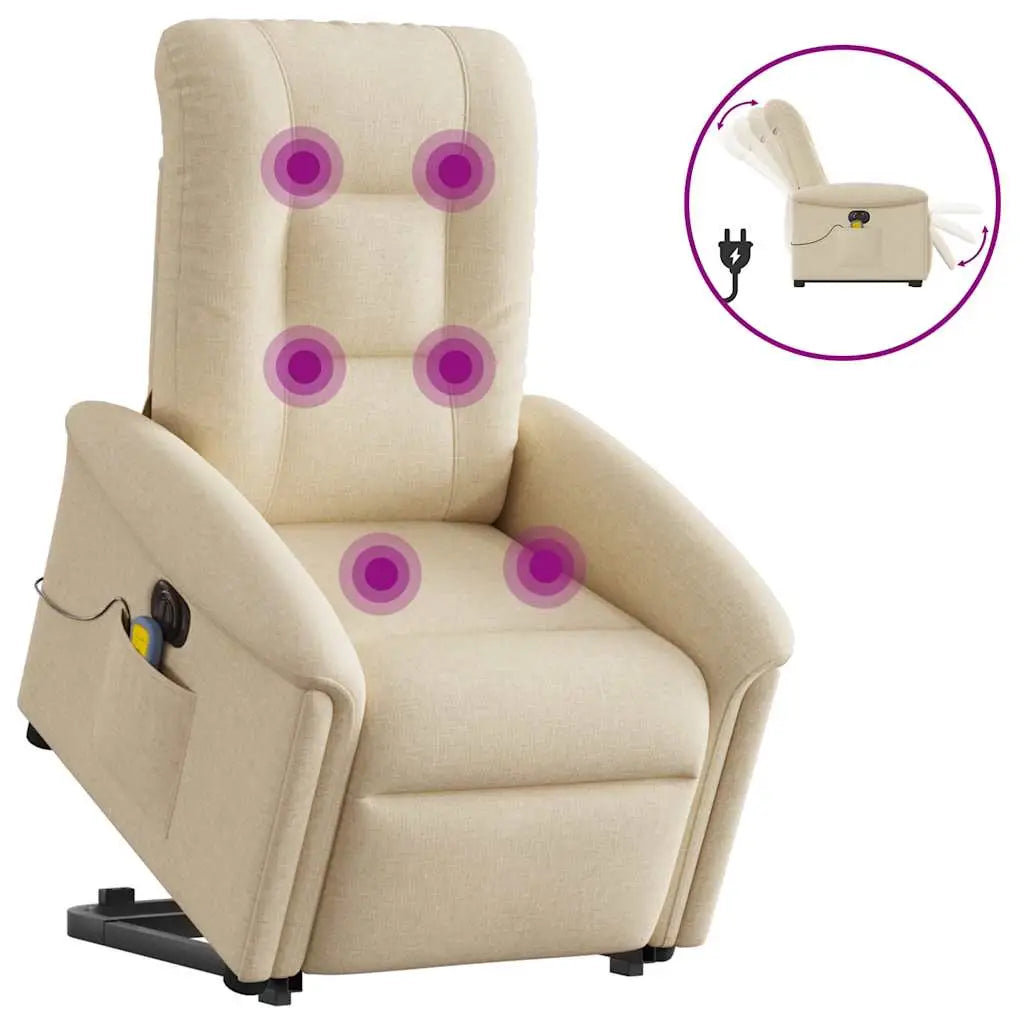 Fauteuil inclinable de massage électrique Crème Tissu - XIOS