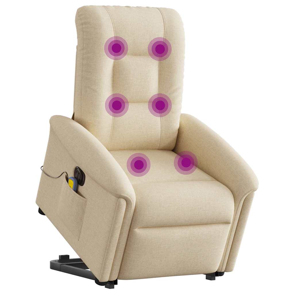 Fauteuil inclinable de massage électrique Crème Tissu