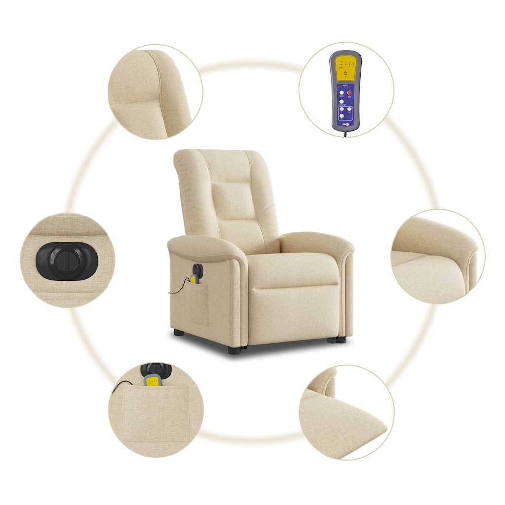 Fauteuil inclinable de massage électrique Crème Tissu
