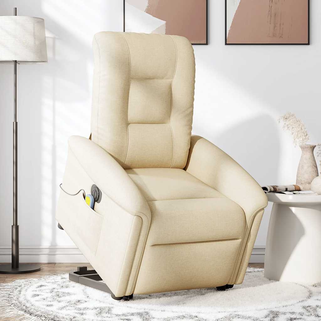 Fauteuil inclinable de massage électrique Crème Tissu