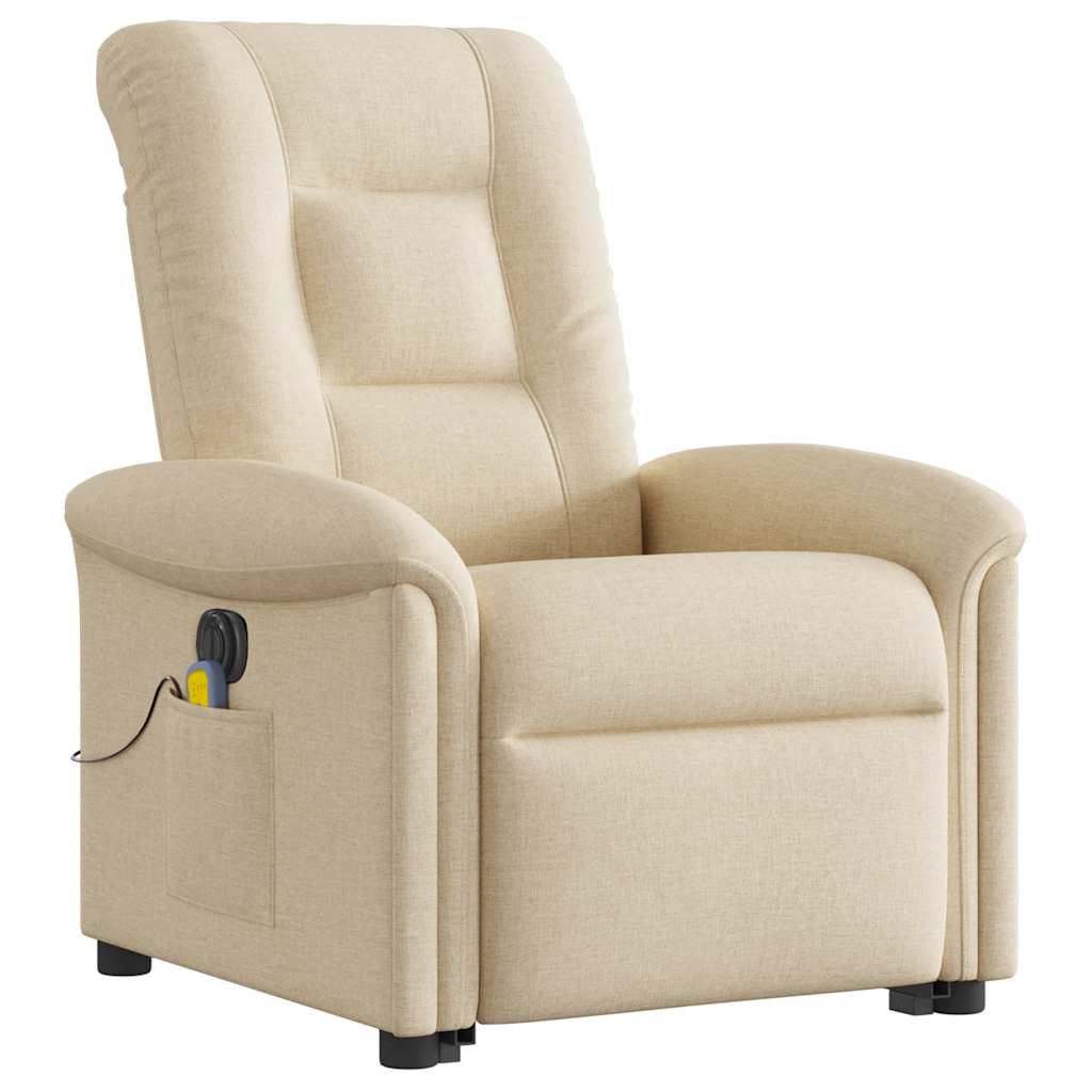 Fauteuil inclinable de massage électrique Crème Tissu