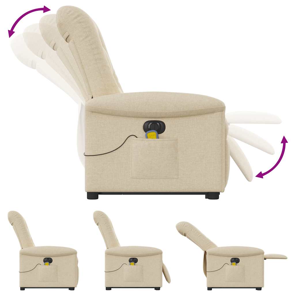 Fauteuil inclinable de massage électrique Crème Tissu