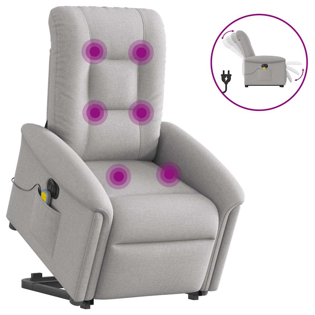 Fauteuil inclinable de massage électrique gris nuage tissu - XIOS