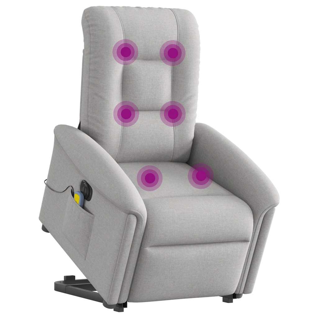 Fauteuil inclinable de massage électrique gris nuage tissu - XIOS