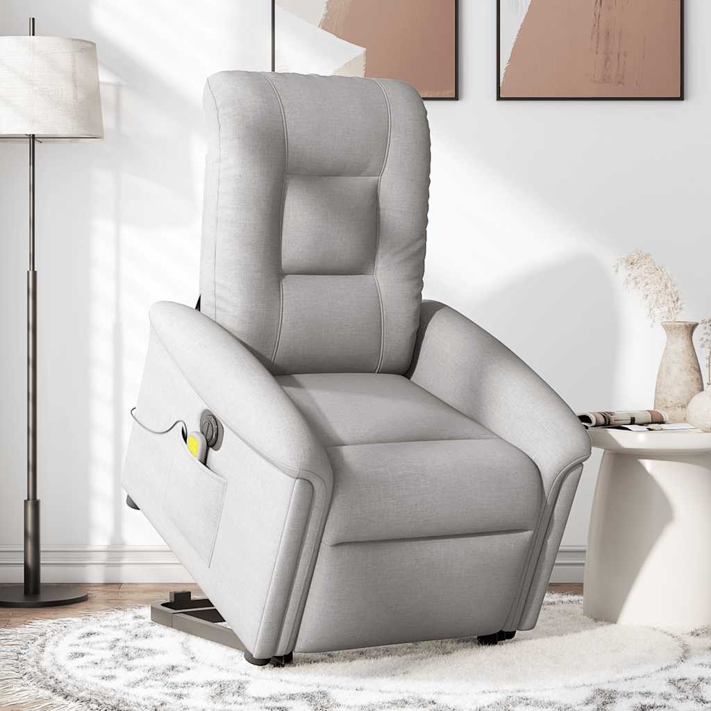 Fauteuil inclinable de massage électrique gris nuage tissu - XIOS