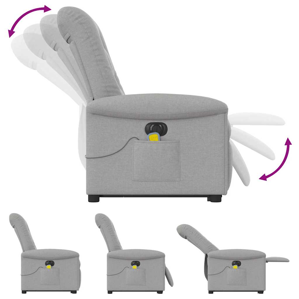 Fauteuil inclinable de massage électrique gris nuage tissu - XIOS