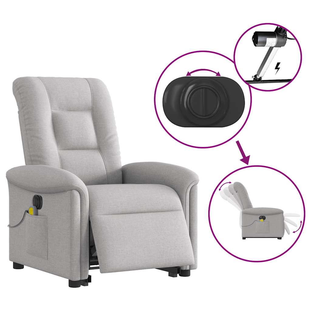 Fauteuil inclinable de massage électrique gris nuage tissu - XIOS