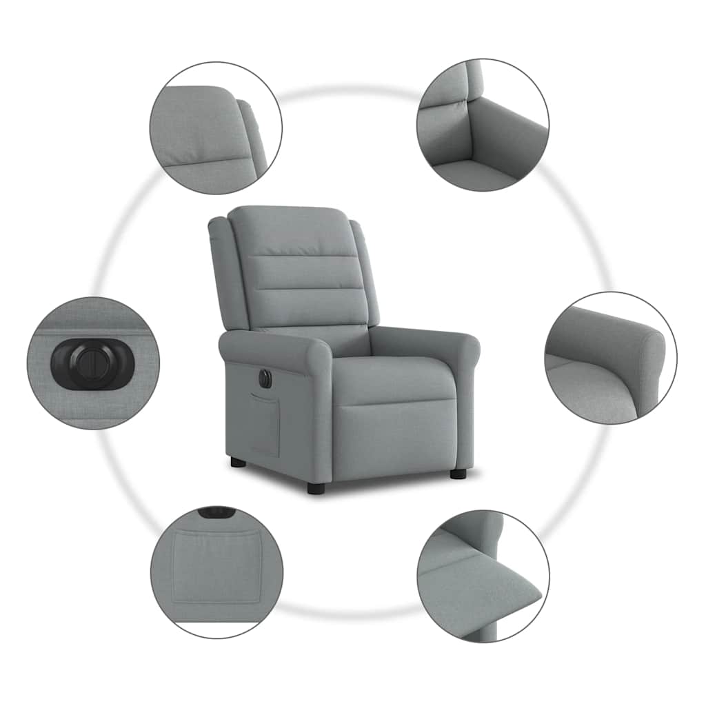 Fauteuil inclinable électrique Gris clair Tissu - XIOS