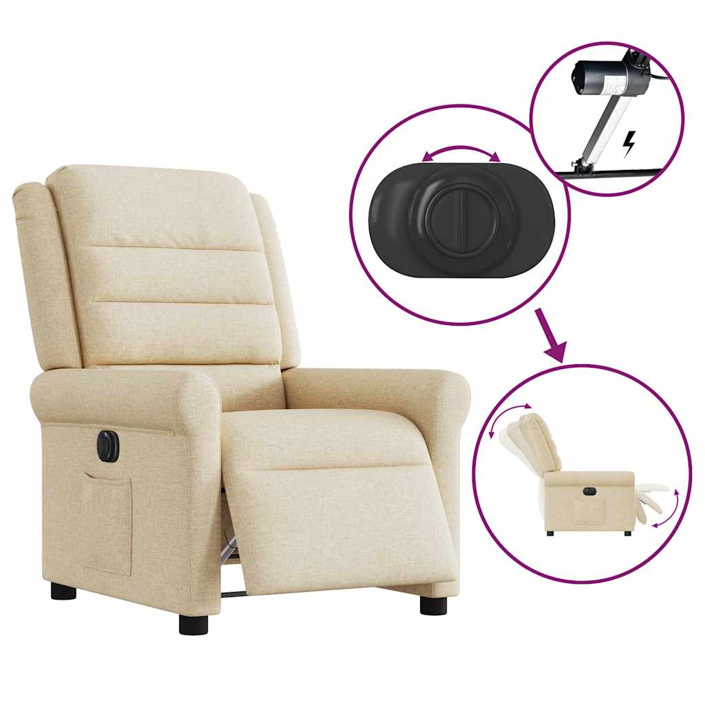 Fauteuil inclinable électrique Crème Tissu - XIOS