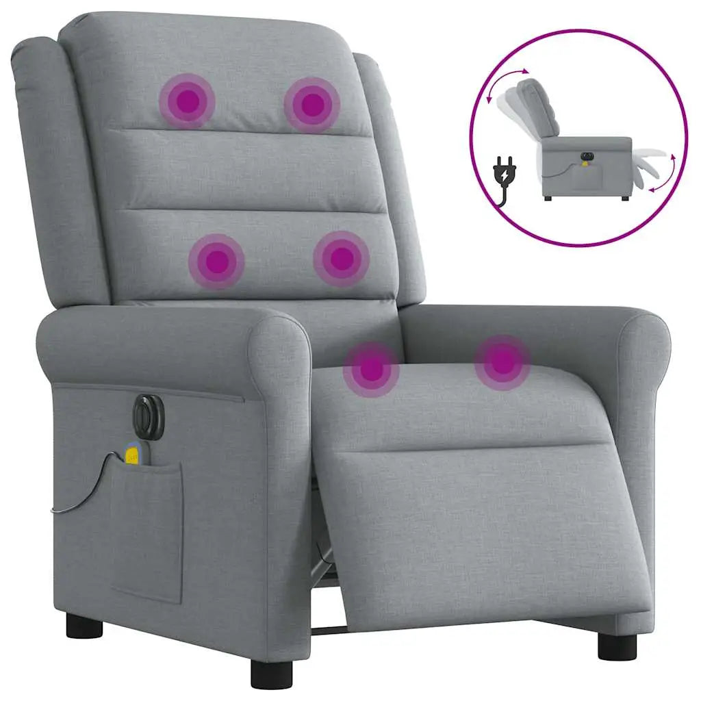Fauteuil de massage inclinable électrique gris clair tissu - XIOS