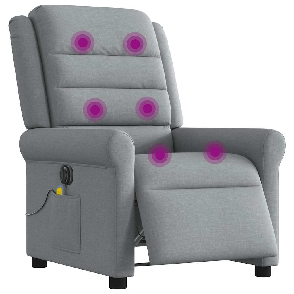 Fauteuil de massage inclinable électrique gris clair tissu - XIOS