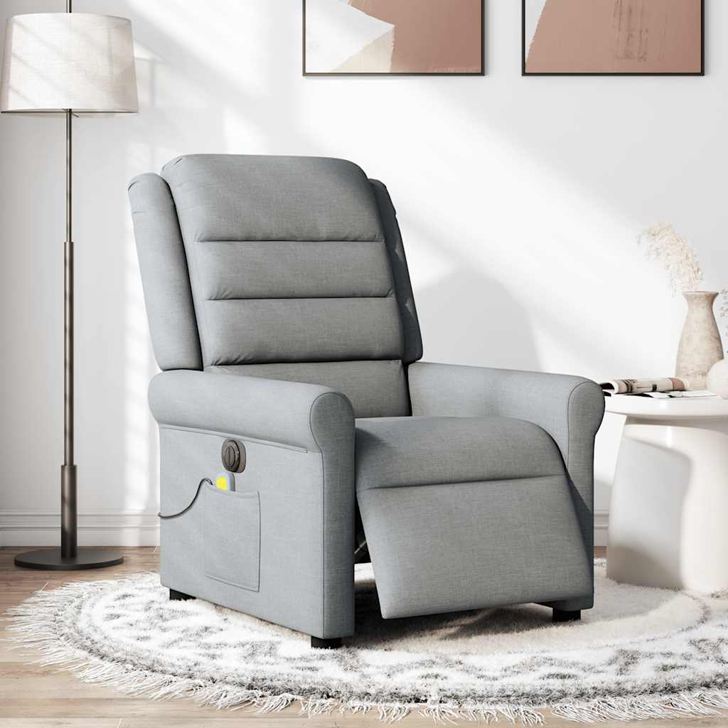 Fauteuil de massage inclinable électrique gris clair tissu - XIOS