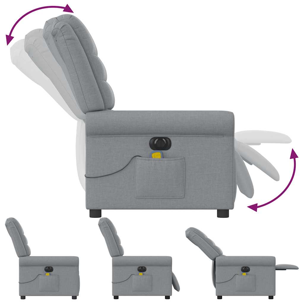 Fauteuil de massage inclinable électrique gris clair tissu - XIOS