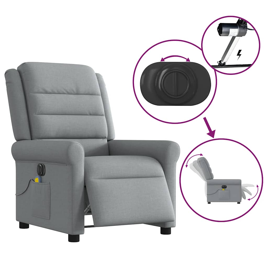 Fauteuil de massage inclinable électrique gris clair tissu - XIOS