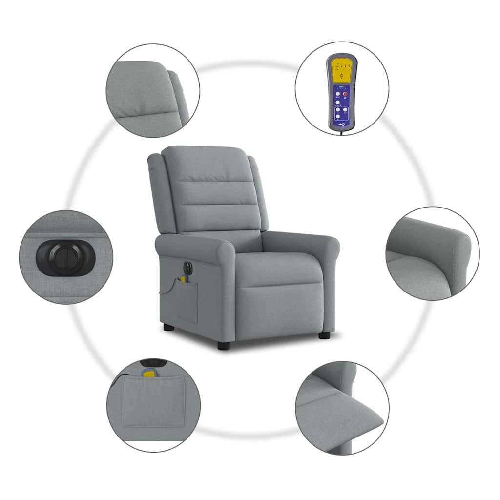 Fauteuil de massage inclinable électrique gris clair tissu - XIOS