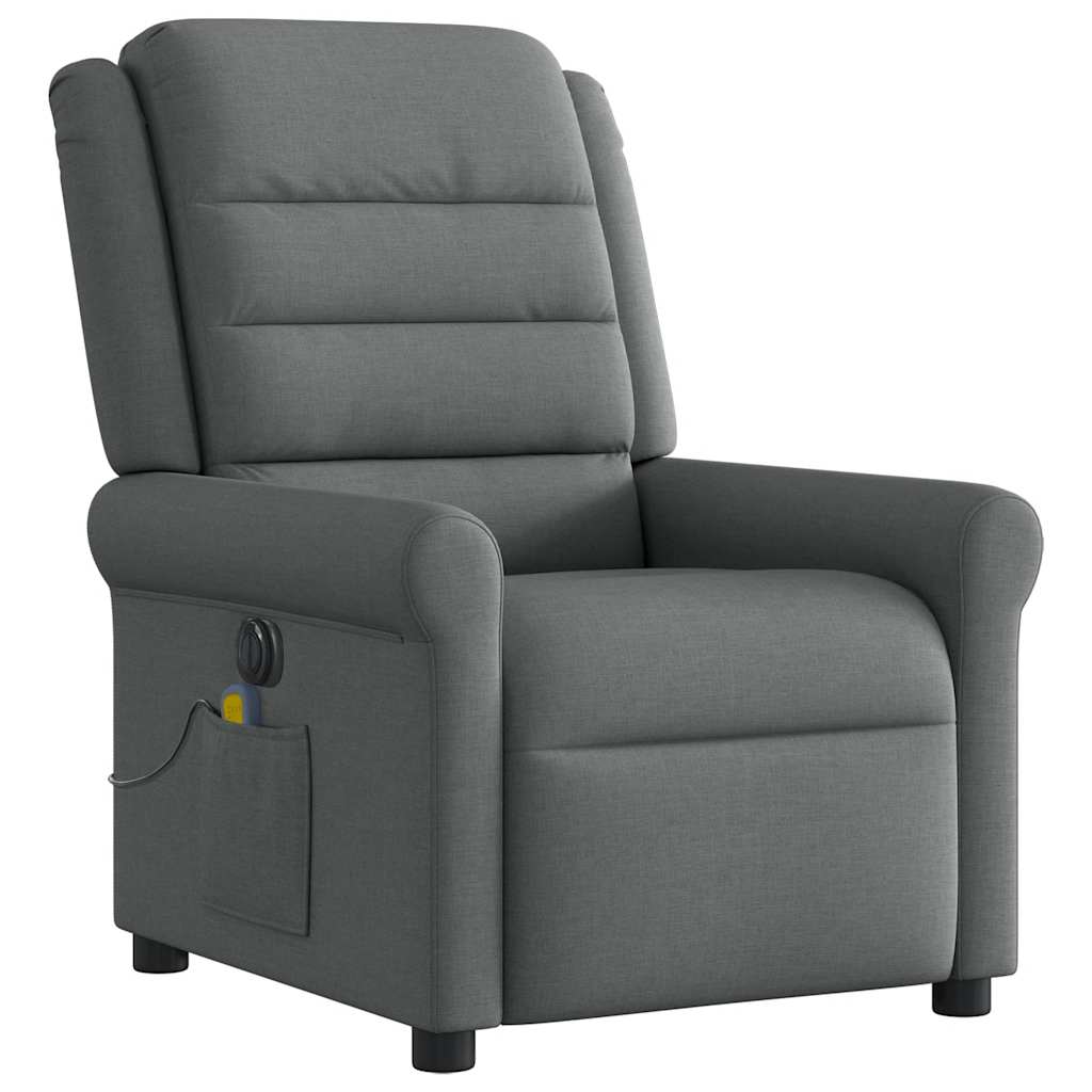 Fauteuil inclinable de massage électrique gris foncé tissu - XIOS