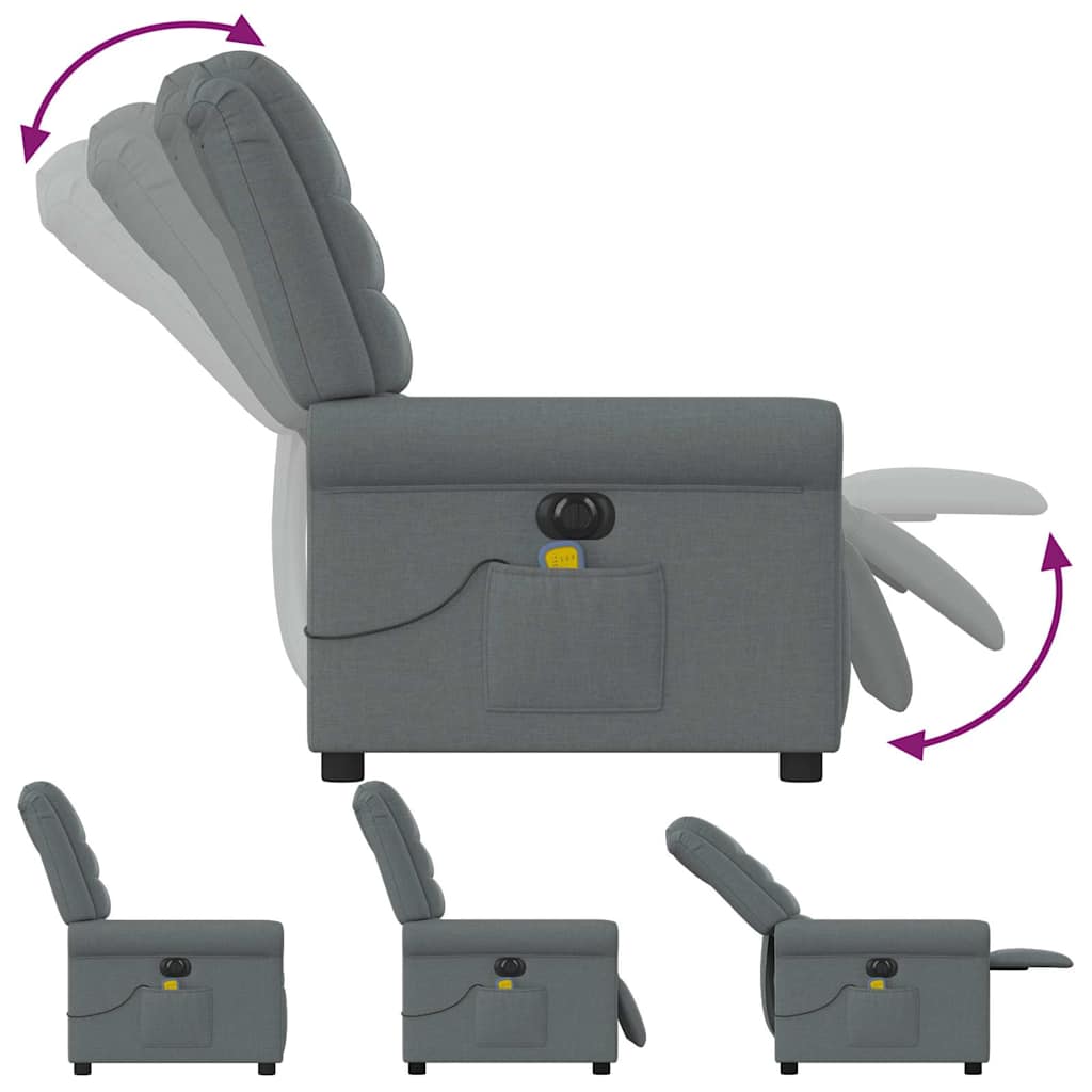 Fauteuil inclinable de massage électrique gris foncé tissu - XIOS