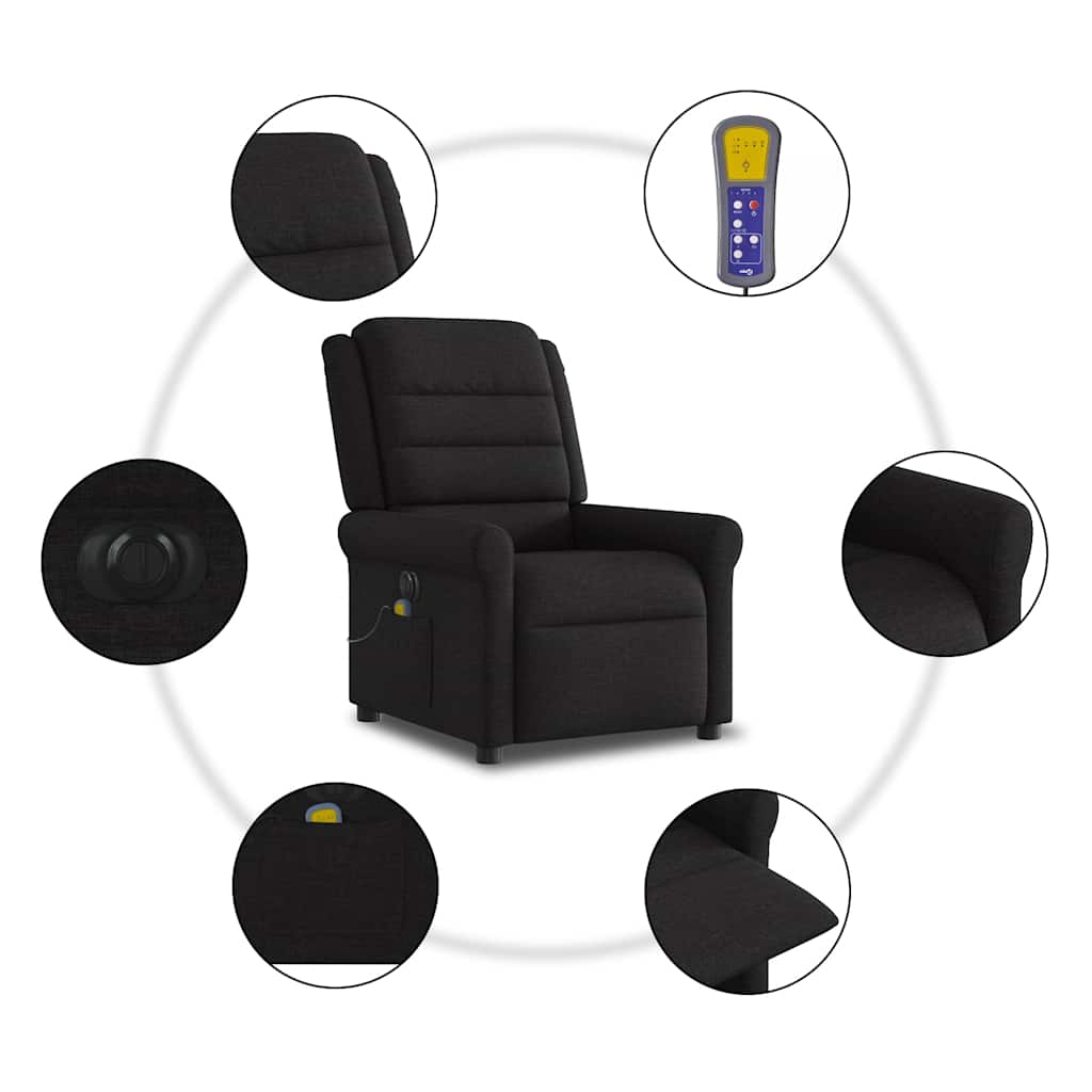 Fauteuil de massage inclinable électrique Noir Tissu - XIOS