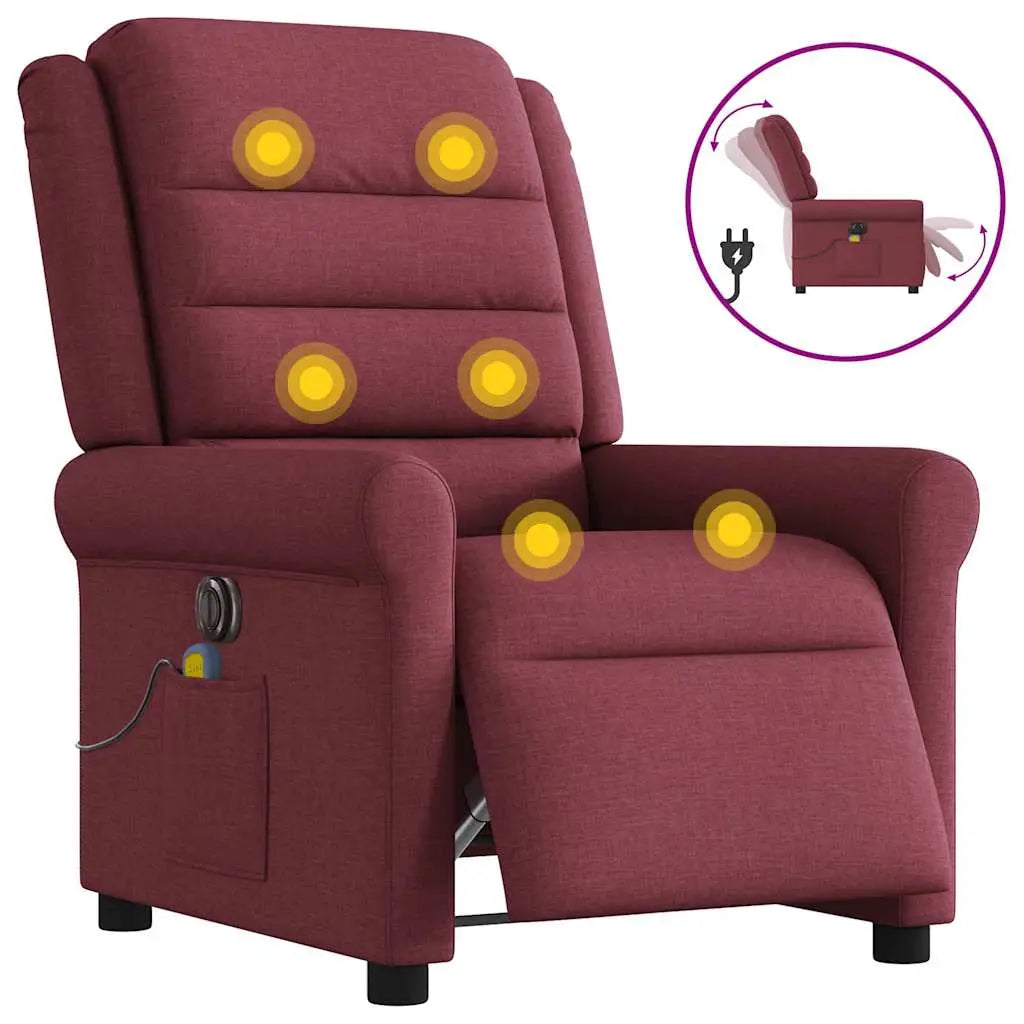 Fauteuil de massage inclinable électrique Rouge bordeaux Tissu - XIOS